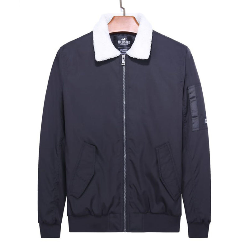 HOLSTR FUR COLLAR BLACK BOMBER JACKET