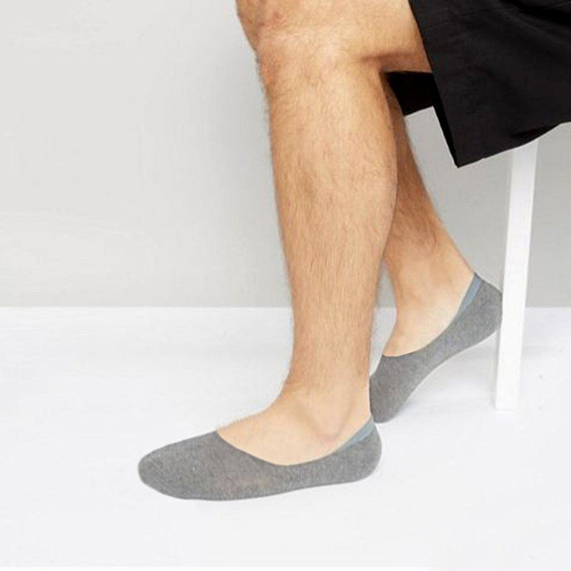 SOFT TOUCH-Invisible 3 Pair Plain Grey Socks (764189737078)