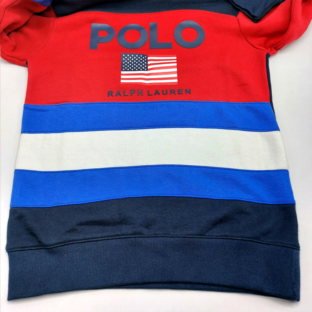 COLOR BLOCK COTTON BLEND SWEATSHIRT