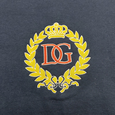 logo-embroided long-sleeve navy sweatshirt