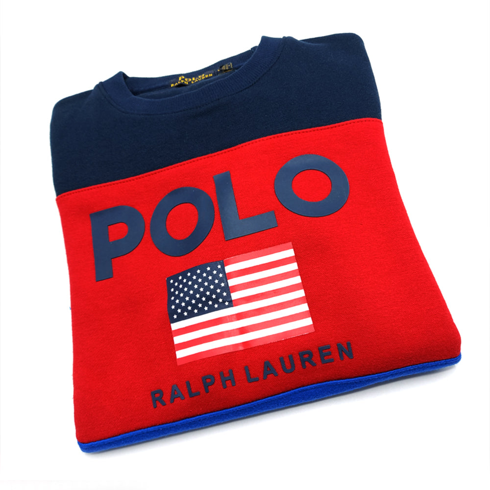 COLOR BLOCK COTTON BLEND SWEATSHIRT