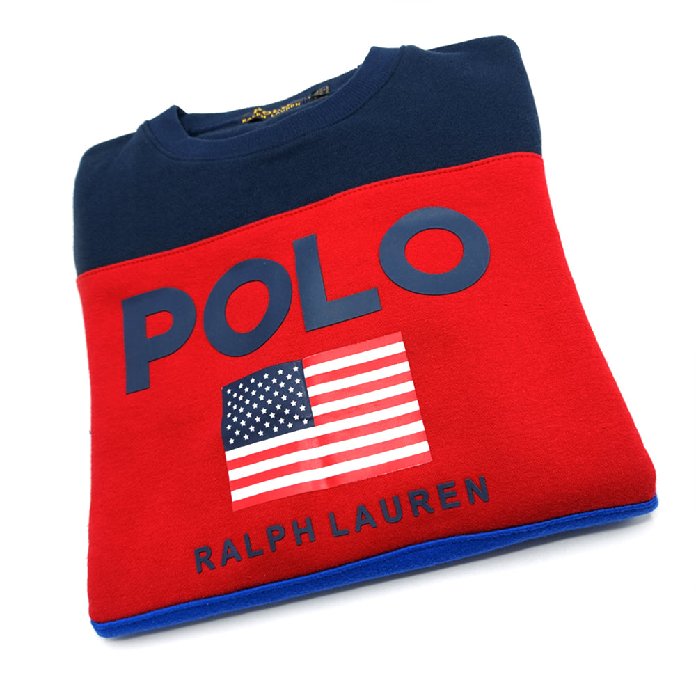 COLOR BLOCK COTTON BLEND SWEATSHIRT