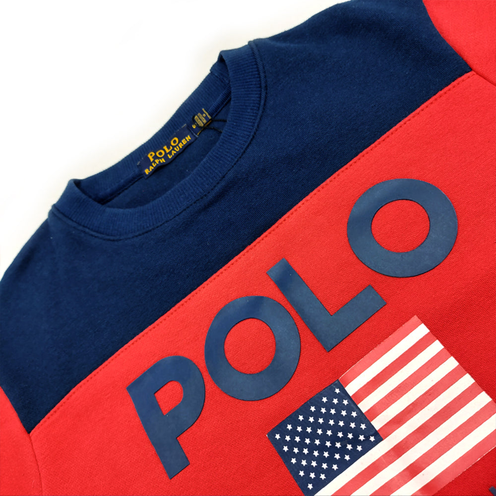 COLOR BLOCK COTTON BLEND SWEATSHIRT