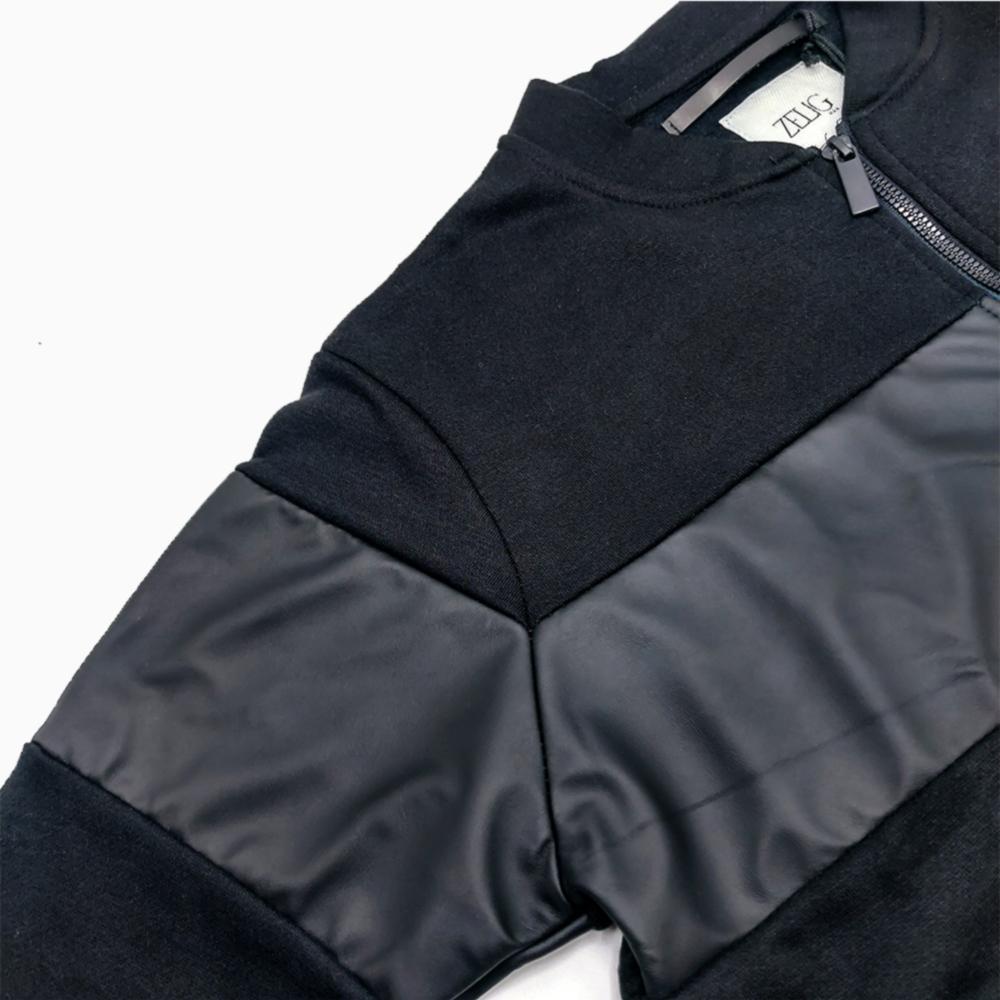 ZELG FLEES AND FAUX LEATHER BOMBAR JACKET