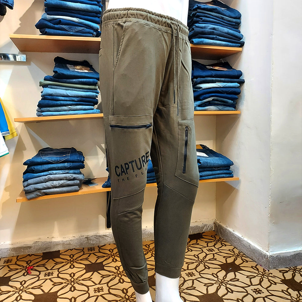 ZELG FASHION OLIVE CARGO JOGGER TROUSER