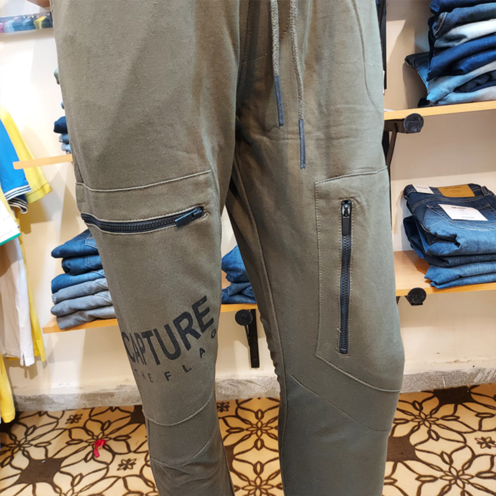 ZELG FASHION OLIVE CARGO JOGGER TROUSER