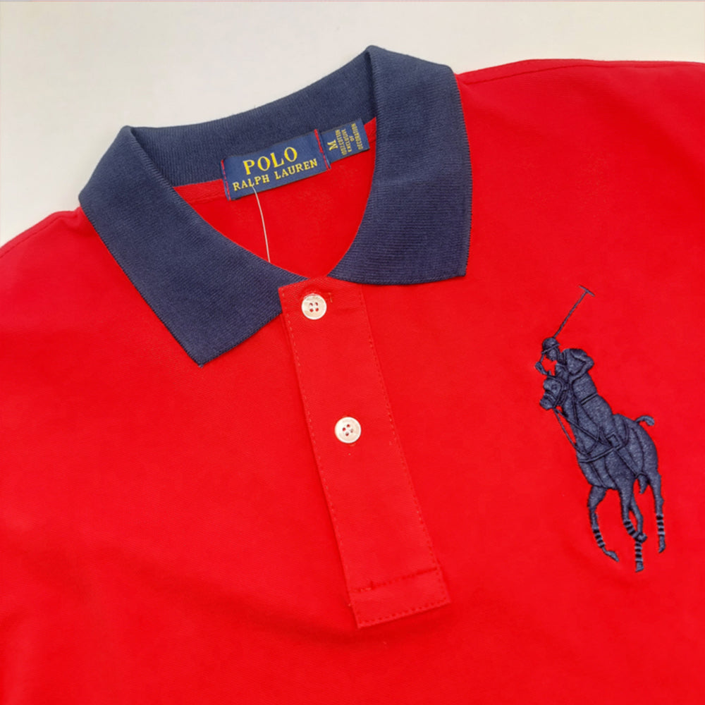 RL PREMIUM BIG PONY  STRIPTED RED POLO