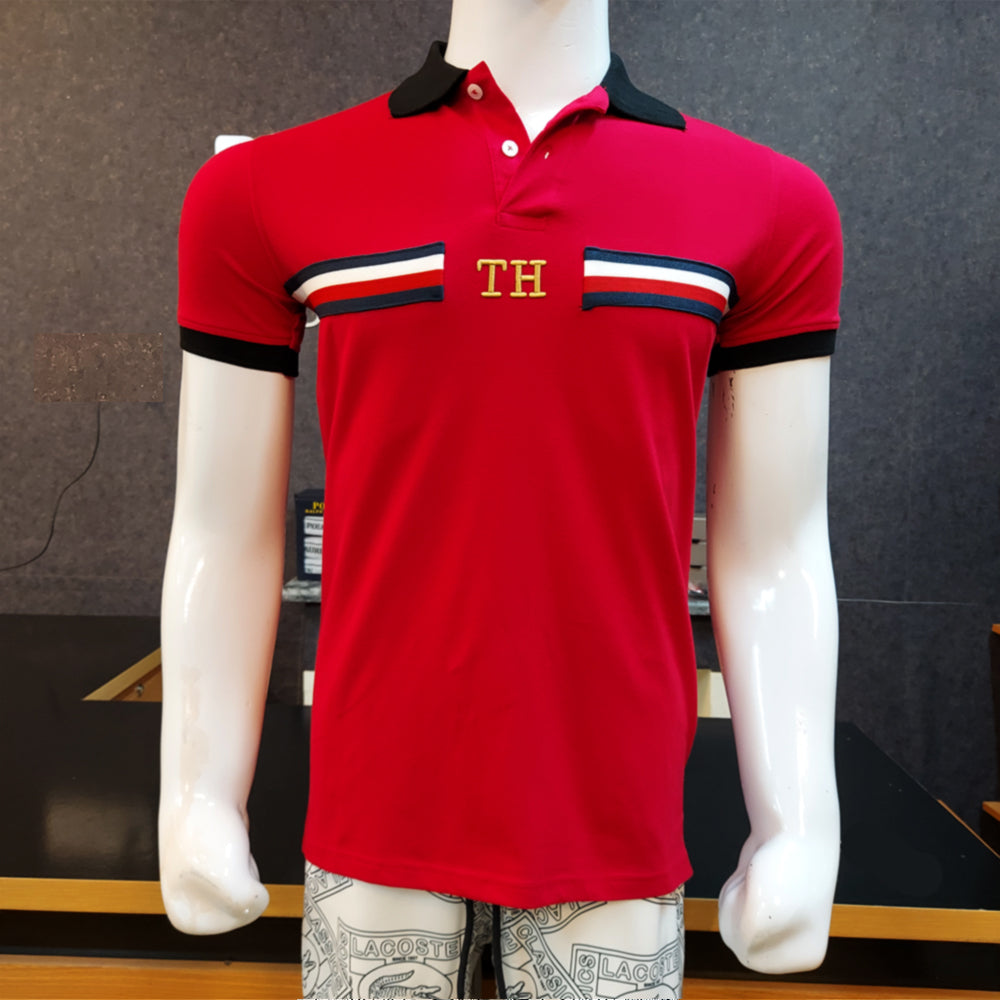 TH PREMIUM STRIPTED RED POLO