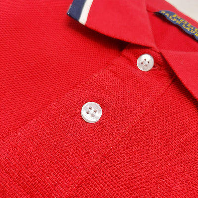 RL SIGNATURE SMALL PONY STRIPED POLO-RED