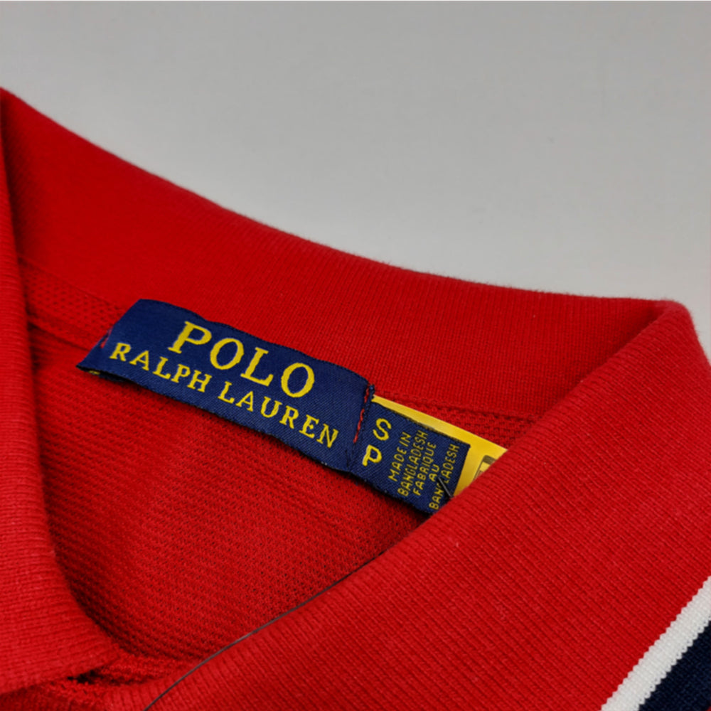 RL SIGNATURE SMALL PONY STRIPED POLO-RED