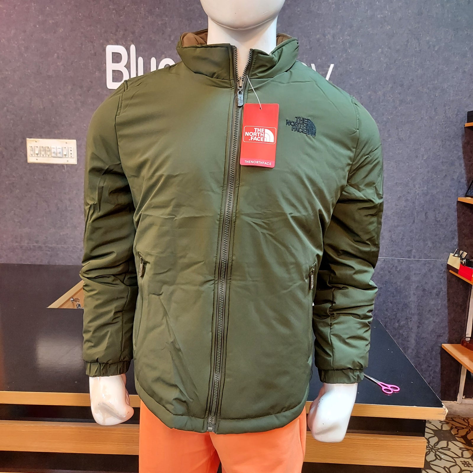 NRTH FCE PADED 2 SIDED HOOD JACKET-OLIVE & BROWN