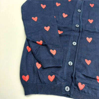 GIRLS HEARS PRINTED BUTTON SWEATER