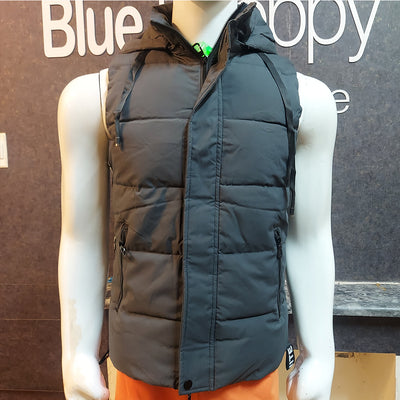 OFF WHITE EXCLUSIVE QUILTED SLEEVELESS JACKET-SKY GREY