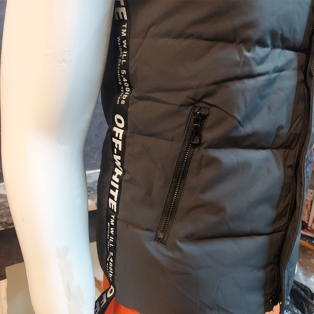 OFF WHITE EXCLUSIVE QUILTED SLEEVELESS JACKET-SKY GREY