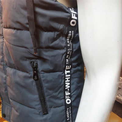 OFF WHITE EXCLUSIVE QUILTED SLEEVELESS JACKET-SKY GREY