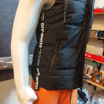 OFF WHITE EXCLUSIVE QUILTED SLEEVELESS JACKET-BLACK