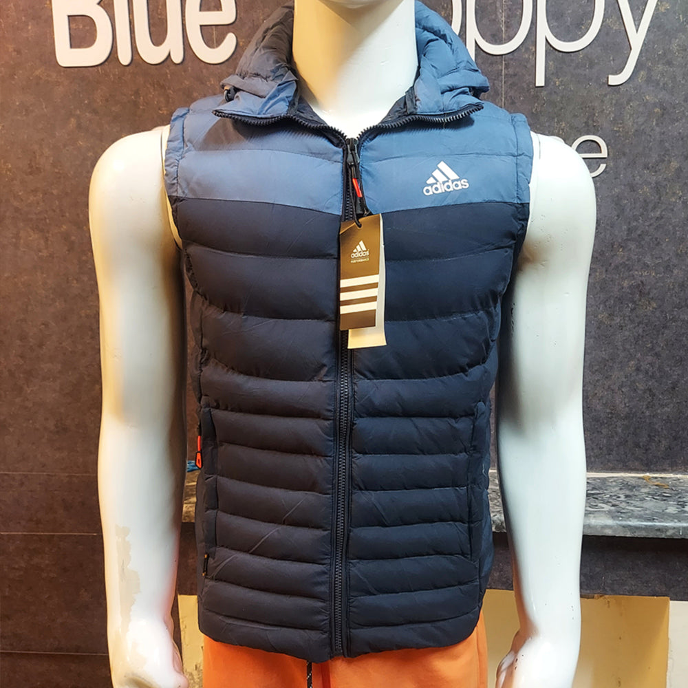 AD EXCLUSIVE QUILTED SLEEVELESS JACKET-NAVY