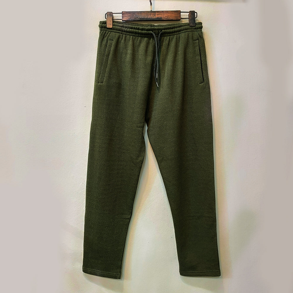 TEXTURE OPEN BOTTOM TROUSER  GREEN