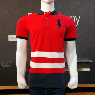 RL PREMIUM BIG PONY  STRIPTED RED POLO