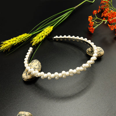 White pearls interlock hair band