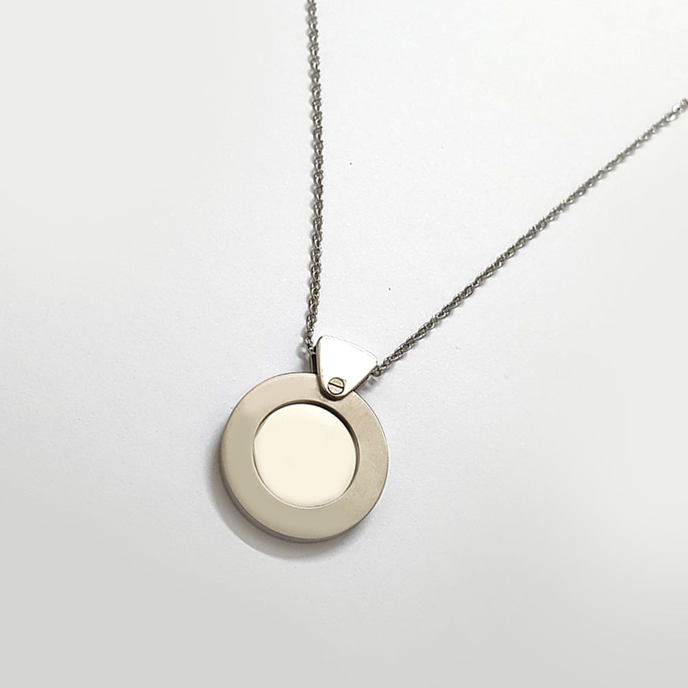 Silver Mirror Pendant Necklace 709