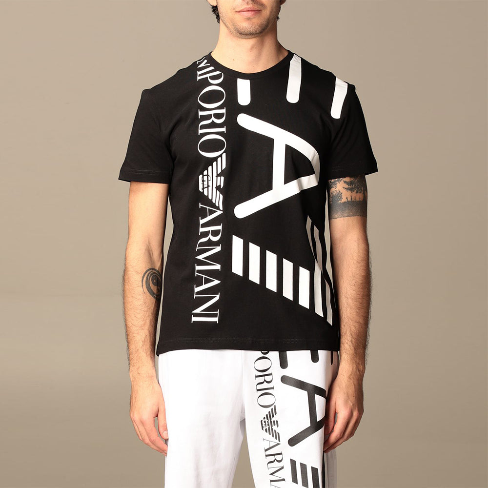 ARMNI BLACK stretch cotton T-shirt with big logo