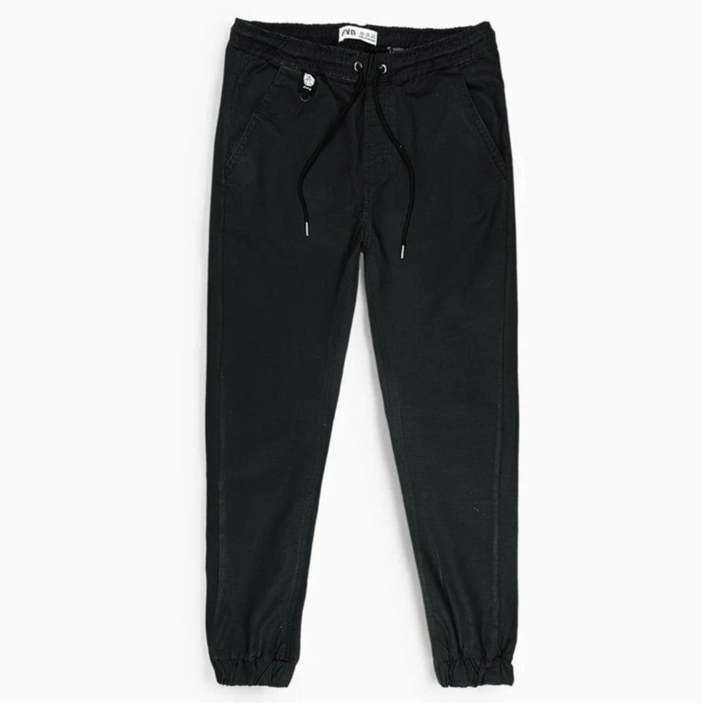 ZRA  cotton strech cargo trousers-BLACK
