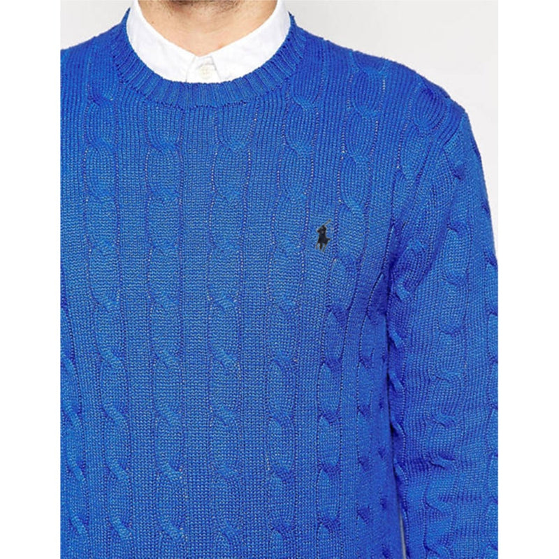 RL CABLE KNIT COTTON BLUE  SWEATER