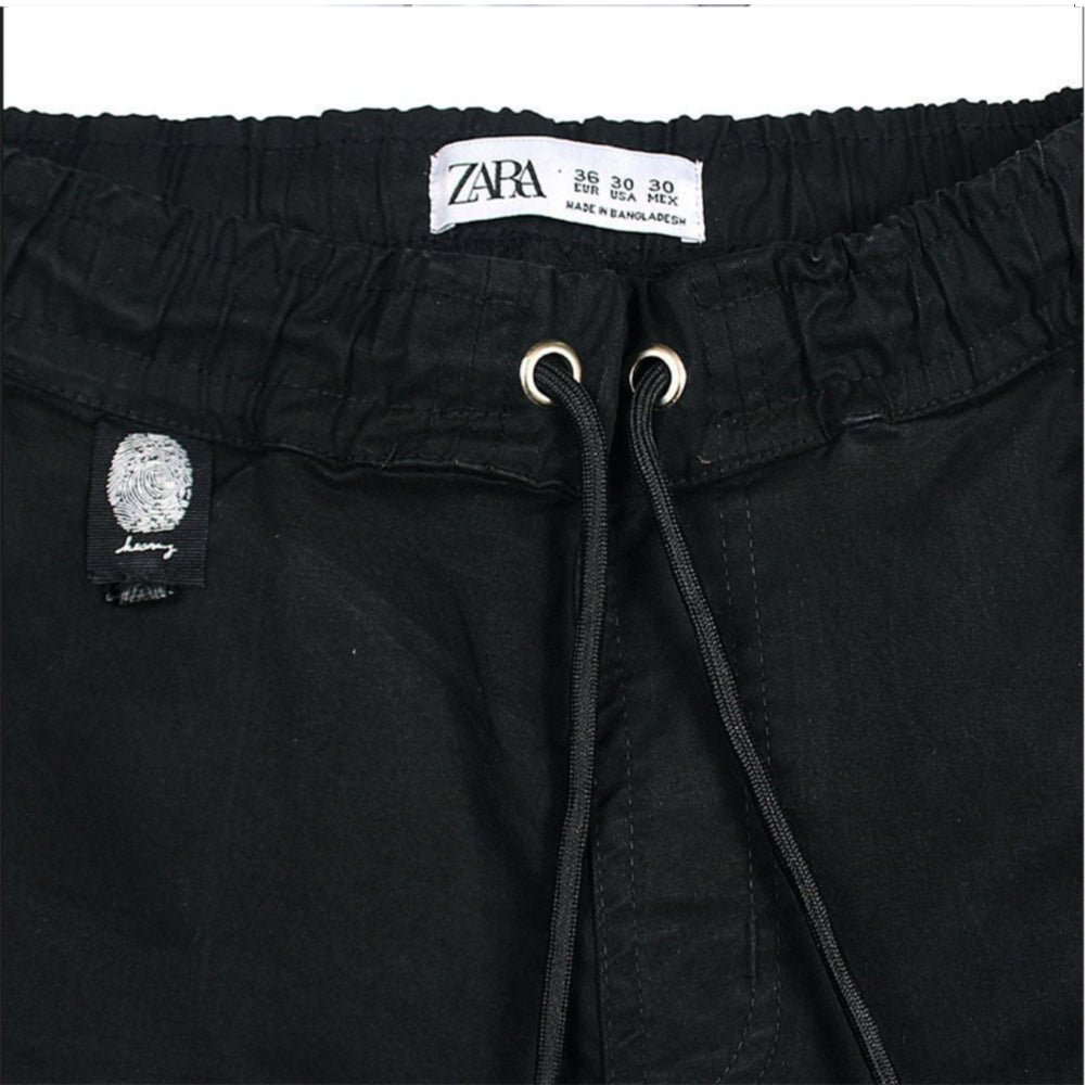ZRA  cotton strech cargo trousers-BLACK
