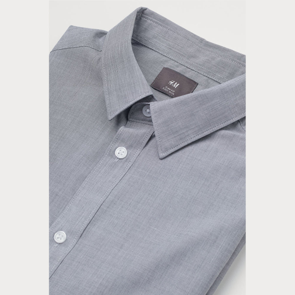 HM Easy-iron shirt Slim Fit GREY SHIRT