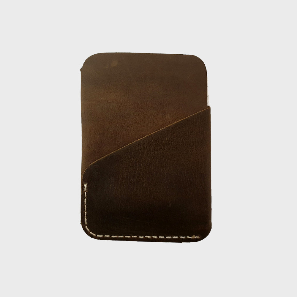 GENUINE PULL UP LEATHER DARK BROWN MINI WALLET