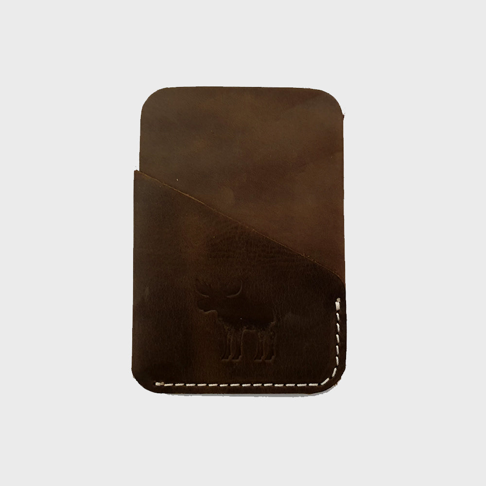 GENUINE PULL UP LEATHER DARK BROWN MINI WALLET