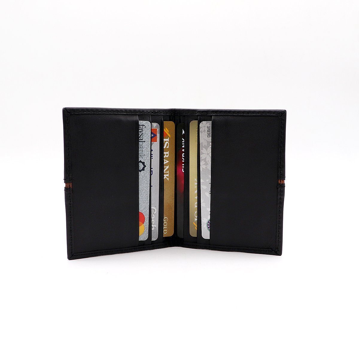 GENUINE FULL GRAIN LEATHER BLACK CARD HOLDER (3892628422716)