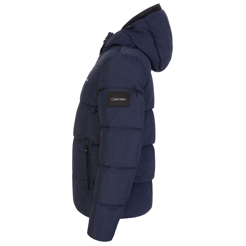 Crinkled Nylon Peplum Puffer Jacket - Ready-to-Wear 1AC0N9