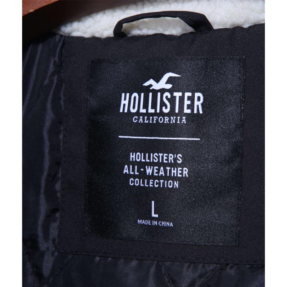 HOLSTR FUR COLLAR BLACK BOMBER JACKET