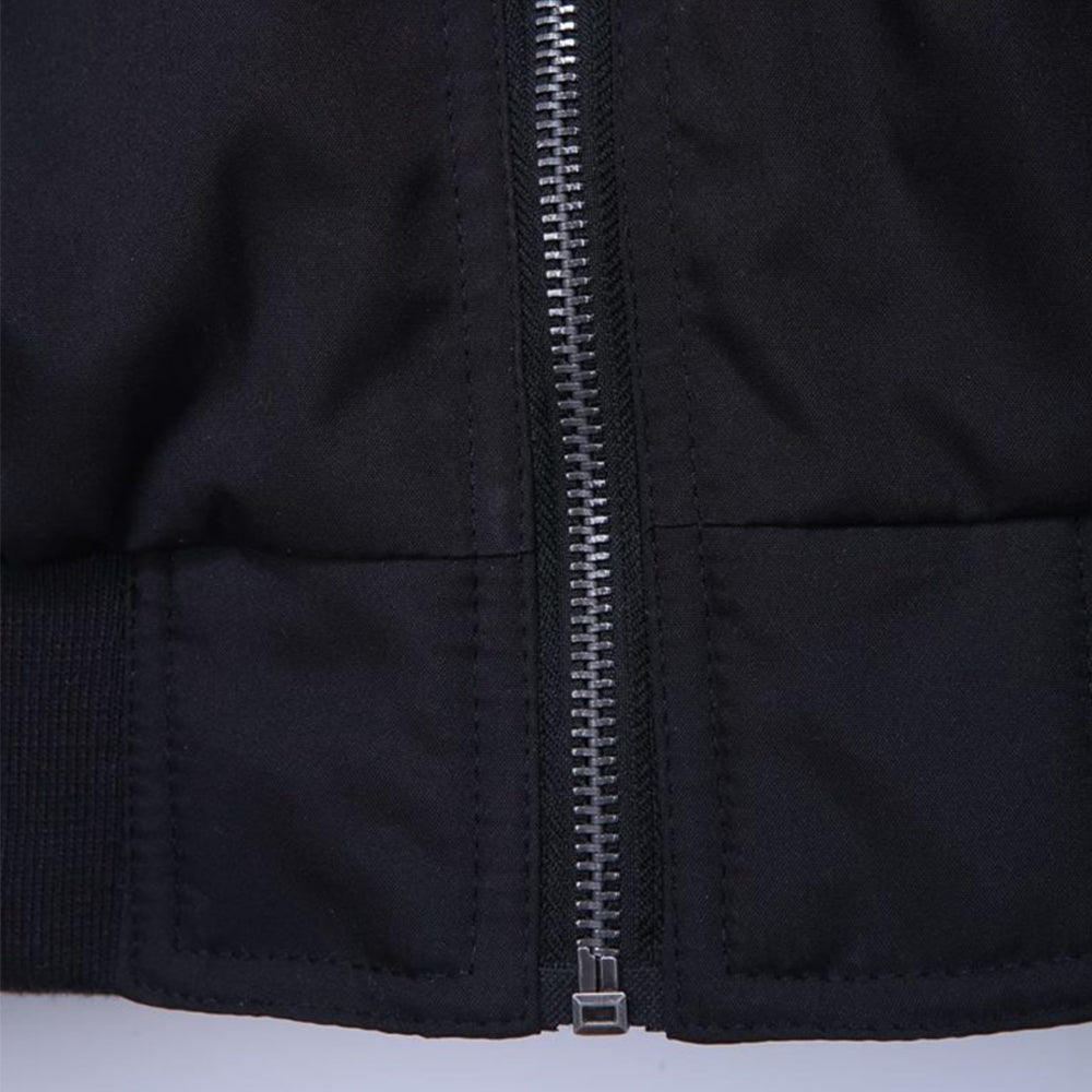 HOLSTR FUR COLLAR BLACK BOMBER JACKET