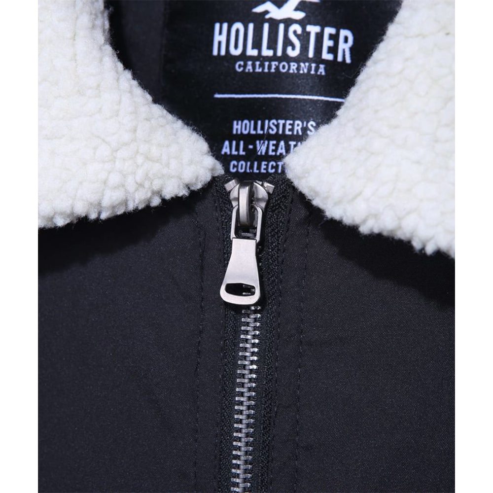 HOLSTR FUR COLLAR BLACK BOMBER JACKET