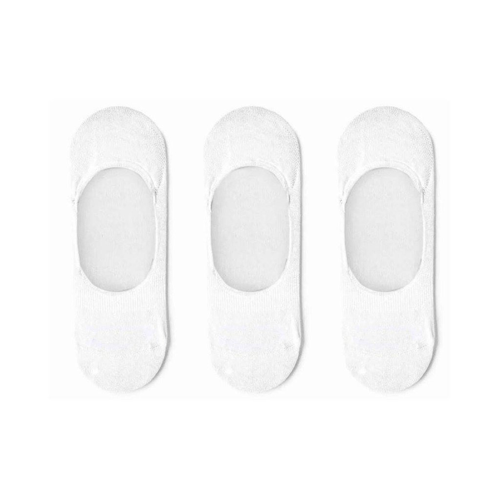 SOFT TOUCH-Invisible 3 Pair Plain White Socks (764189802614)