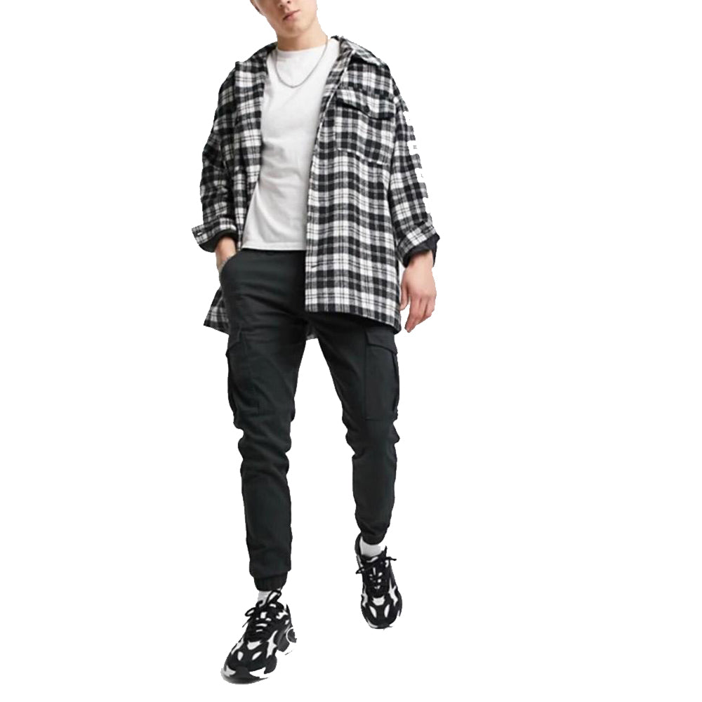 Cargo trousers with cuff in black