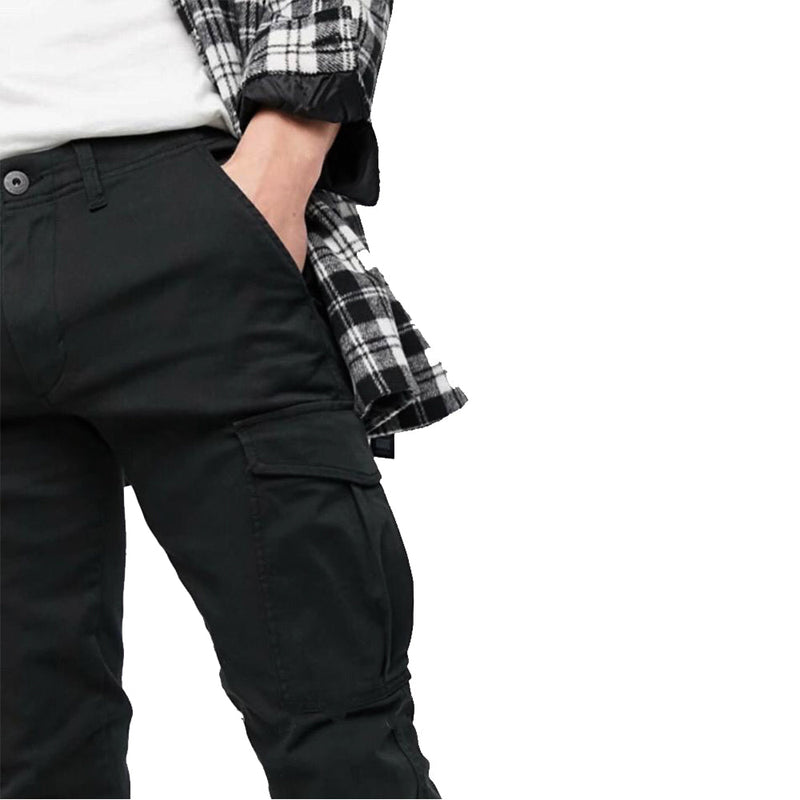 Cargo trousers with cuff in black