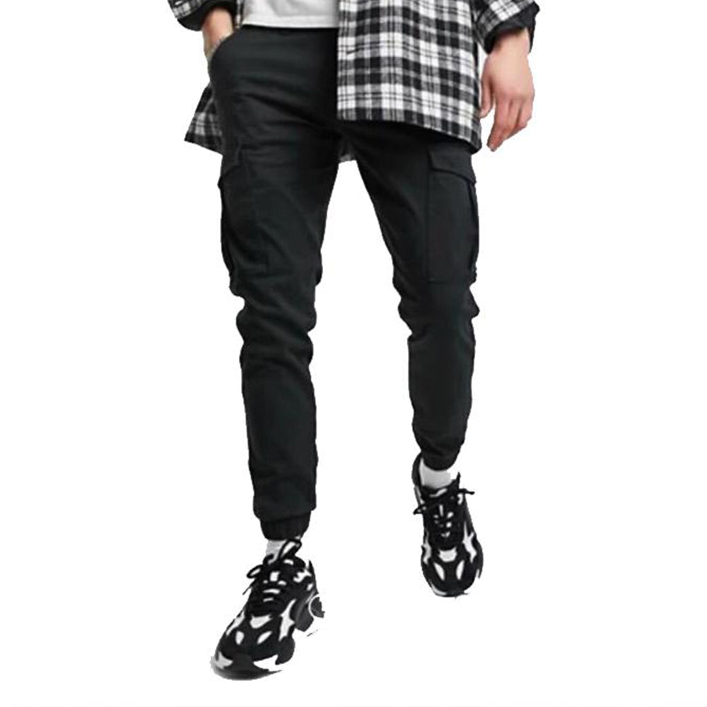 Cargo trousers with cuff in black